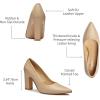 imageTrary Heels for Women Closed Pointed Toe Chunky Pumps Shoes Women Block High Heels Comfortable SlipOn Dress Office Party Wedding Shoes 354quot HeelNude