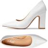 imageTrary Heels for Women Closed Pointed Toe Chunky Pumps Shoes Women Block High Heels Comfortable SlipOn Dress Office Party Wedding Shoes 354quot HeelWhite