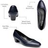 imageTrary Low Black Nude Blue Red Heels for Women Closed Round Toe Chunky Block 18 Inch Womens Heels Pumps Comfortable Dressy Work Casual PU Shoes for Wedding Office BusinessPu Navy Blue