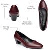 imageTrary Low Black Nude Blue Red Heels for Women Closed Round Toe Chunky Block 18 Inch Womens Heels Pumps Comfortable Dressy Work Casual PU Shoes for Wedding Office BusinessPu Wine Red