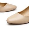imageTrary Low Black Nude Blue Red Heels for Women Closed Round Toe Chunky Block 18 Inch Womens Heels Pumps Comfortable Dressy Work Casual PU Shoes for Wedding Office BusinessPu Nude