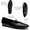 imageTrary Mary Jane Ballet Flats for Women  Comfortable Closed Toe Shoes With StrapBlack