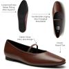 imageTrary Mary Jane Ballet Flats for Women  Comfortable Closed Toe Shoes With StrapBrown