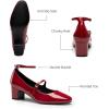 imageTrary Mary Jane Shoes Women Chunky Block Heels Mary Janes Dress Shoes for Women Close Cap Toe 22 Inch Womens Pumps Shoes with Buckle Double Strap Comfy Pumps for Office Party Casual WeddingRed
