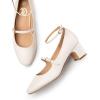 imageTrary Mary Jane Shoes Women Chunky Block Heels Mary Janes Dress Shoes for Women Close Cap Toe 22 Inch Womens Pumps Shoes with Buckle Double Strap Comfy Pumps for Office Party Casual WeddingWhite