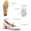 imageTrary Mary Jane Shoes Women Chunky Block Heels Mary Janes Dress Shoes for Women Close Cap Toe 22 Inch Womens Pumps Shoes with Buckle Double Strap Comfy Pumps for Office Party Casual WeddingWhite