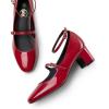imageTrary Mary Jane Shoes Women Chunky Block Heels Mary Janes Dress Shoes for Women Close Cap Toe 22 Inch Womens Pumps Shoes with Buckle Double Strap Comfy Pumps for Office Party Casual WeddingRed