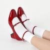 imageTrary Mary Jane Shoes Women Chunky Block Heels Mary Janes Dress Shoes for Women Close Cap Toe 22 Inch Womens Pumps Shoes with Buckle Double Strap Comfy Pumps for Office Party Casual WeddingRed