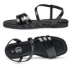 imageTrary Sandals for Women Womens Sandals Shoes Square Open Toe Cute Strappy Womens Flats Sandals for Dressy Beach Summer Wedding Comfortable Casual Sandalias De MujerPu Black