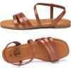imageTrary Sandals for Women Womens Sandals Shoes Square Open Toe Cute Strappy Womens Flats Sandals for Dressy Beach Summer Wedding Comfortable Casual Sandalias De MujerPu Brown
