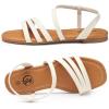 imageTrary Sandals for Women Womens Sandals Shoes Square Open Toe Cute Strappy Womens Flats Sandals for Dressy Beach Summer Wedding Comfortable Casual Sandalias De MujerPu Beige