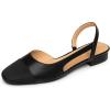 imageTrary Slingback Flats for Women Black Dressy Comfortable Round Square Toe Shoes Work Office Casual Ankle Strap Dress FlatsBlack Pu