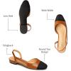 imageTrary Slingback Flats for Women Black Dressy Comfortable Round Square Toe Shoes Work Office Casual Ankle Strap Dress FlatsBrown Pu