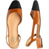 imageTrary Slingback Flats for Women Black Dressy Comfortable Round Square Toe Shoes Work Office Casual Ankle Strap Dress FlatsBrown Pu