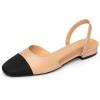 imageTrary Slingback Flats for Women Black Dressy Comfortable Round Square Toe Shoes Work Office Casual Ankle Strap Dress FlatsNude Pu