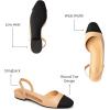 imageTrary Slingback Flats for Women Black Dressy Comfortable Round Square Toe Shoes Work Office Casual Ankle Strap Dress FlatsNude Pu