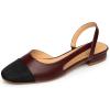 imageTrary Slingback Flats for Women Black Dressy Comfortable Round Square Toe Shoes Work Office Casual Ankle Strap Dress FlatsWine Red