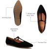 imageTrary Womens Black Mary Jane TStrap Ballet Flats Pointed Toe Comfortable Adjustable Buckle Business Casual US Size 712Black Suede