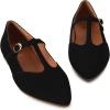 imageTrary Womens Black Mary Jane TStrap Ballet Flats Pointed Toe Comfortable Adjustable Buckle Business Casual US Size 712Black Suede