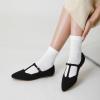 imageTrary Womens Black Mary Jane TStrap Ballet Flats Pointed Toe Comfortable Adjustable Buckle Business Casual US Size 712Black Suede