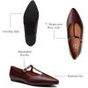 imageTrary Womens Black Mary Jane TStrap Ballet Flats Pointed Toe Comfortable Adjustable Buckle Business Casual US Size 712Wine Red
