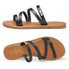imageTrary Womens Flat SandalsStrappy Flip Flops DressyComfortable Slide for Girls SummerBlack