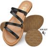 imageTrary Womens Flat SandalsStrappy Flip Flops DressyComfortable Slide for Girls SummerBlack