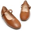 imageTrary Womens FlatsMary Jane Ballet Shoes for WomenSquare Toe Ankle Strap Flats for Women Comfortable Dress ShoesBrown