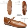 imageTrary Womens FlatsMary Jane Ballet Shoes for WomenSquare Toe Ankle Strap Flats for Women Comfortable Dress ShoesBrown