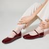 imageTrary Womens FlatsMary Jane Ballet Shoes for WomenSquare Toe Ankle Strap Flats for Women Comfortable Dress ShoesBurgundy