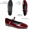 imageTrary Womens FlatsMary Jane Ballet Shoes for WomenSquare Toe Ankle Strap Flats for Women Comfortable Dress ShoesBurgundy