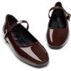 imageTrary Womens FlatsMary Jane Ballet Shoes for WomenSquare Toe Ankle Strap Flats for Women Comfortable Dress ShoesCoffee