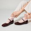 imageTrary Womens FlatsMary Jane Ballet Shoes for WomenSquare Toe Ankle Strap Flats for Women Comfortable Dress ShoesCoffee