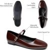 imageTrary Womens FlatsMary Jane Ballet Shoes for WomenSquare Toe Ankle Strap Flats for Women Comfortable Dress ShoesCoffee