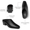 imageTrary Womens Mules Closed Square Toe Chunky Heel Mules Low Block Heel Backless Loafers Shoes Slip On Mules for Women Dress Party ShoesBlack