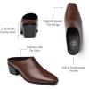 imageTrary Womens Mules Closed Square Toe Chunky Heel Mules Low Block Heel Backless Loafers Shoes Slip On Mules for Women Dress Party ShoesBrown