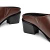 imageTrary Womens Mules Closed Square Toe Chunky Heel Mules Low Block Heel Backless Loafers Shoes Slip On Mules for Women Dress Party ShoesBrown