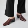 imageTrary Womens Mules Closed Square Toe Chunky Heel Mules Low Block Heel Backless Loafers Shoes Slip On Mules for Women Dress Party ShoesBrown