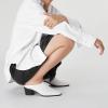 imageTrary Womens Mules Closed Square Toe Chunky Heel Mules Low Block Heel Backless Loafers Shoes Slip On Mules for Women Dress Party ShoesWhite