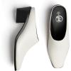 imageTrary Womens Mules Closed Square Toe Chunky Heel Mules Low Block Heel Backless Loafers Shoes Slip On Mules for Women Dress Party ShoesWhite