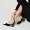 imageTrary Womens Pointed Toe PumpsAnkle Strap Buckle Closed Toe Chunky Block Heel PumpsDress Office Wedding Party Shoes for WomenBlack