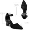 imageTrary Womens Pointed Toe PumpsAnkle Strap Buckle Closed Toe Chunky Block Heel PumpsDress Office Wedding Party Shoes for WomenBlack