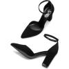 imageTrary Womens Pointed Toe PumpsAnkle Strap Buckle Closed Toe Chunky Block Heel PumpsDress Office Wedding Party Shoes for WomenBlack Nubuck