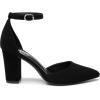 imageTrary Womens Pointed Toe PumpsAnkle Strap Buckle Closed Toe Chunky Block Heel PumpsDress Office Wedding Party Shoes for WomenBlack Nubuck