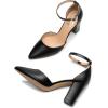 imageTrary Womens Pointed Toe PumpsAnkle Strap Buckle Closed Toe Chunky Block Heel PumpsDress Office Wedding Party Shoes for WomenBlack Pu