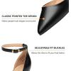 imageTrary Womens Pointed Toe PumpsAnkle Strap Buckle Closed Toe Chunky Block Heel PumpsDress Office Wedding Party Shoes for WomenBlack Pu