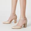 imageTrary Womens Pointed Toe PumpsAnkle Strap Buckle Closed Toe Chunky Block Heel PumpsDress Office Wedding Party Shoes for WomenNude
