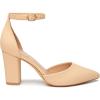 imageTrary Womens Pointed Toe PumpsAnkle Strap Buckle Closed Toe Chunky Block Heel PumpsDress Office Wedding Party Shoes for WomenNude Nubuck