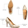 imageTrary Womens Slingback Pumps Black Heels Gold Heels Nude Pink Red Heels Pointed Toe High Heels for Women Sexy Stiletto Heels Buckle Ankle Strap Closed Toe Pumps Office Party Prom Dress ShoesBeigefloral