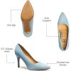 imageTrary Womens Slingback Pumps Black Heels Gold Heels Nude Pink Red Heels Pointed Toe High Heels for Women Sexy Stiletto Heels Buckle Ankle Strap Closed Toe Pumps Office Party Prom Dress ShoesDenim Blue